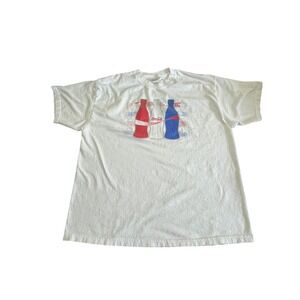 Vintage Coca-Cola Patriotic Bottles Graphic T-Shirt White Hanes XL Americana